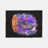 Funny Cat Flying A Pizza Astronaut Kitten Space Ki Fleecedecke (Vorderseite (Horizontal))