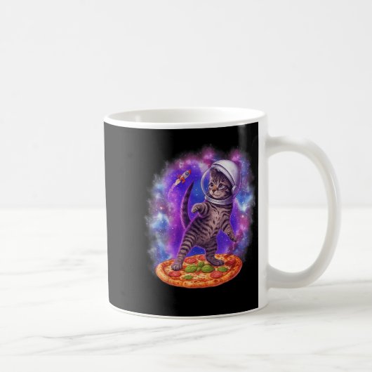 Funny Cat Flying A Pizza Astronaut Kitten Space Ki Kaffeetasse (Rechts)