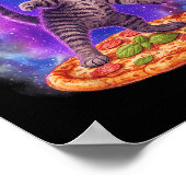 Funny Cat Flying A Pizza Astronaut Kitten Space Ki Poster (Ecke)