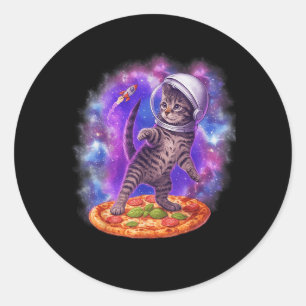 Funny Cat Flying A Pizza Astronaut Kitten Space Ki Runder Aufkleber
