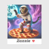 Funny Cat Flying A Pizza Astronaut Kitty Space Aufkleber (Blatt)
