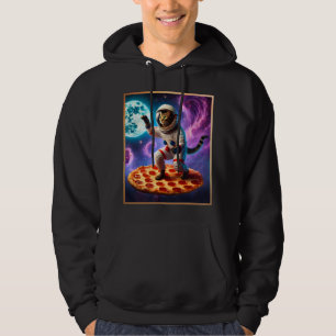 Funny Cat Flying A Pizza Astronaut Kitty Space Hoodie