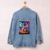 Funny Cat Flying A Pizza Astronaut Kitty Space Jeansjacke (Hangar)