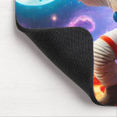 Funny Cat Flying A Pizza Astronaut Kitty Space Mousepad (Ecke)