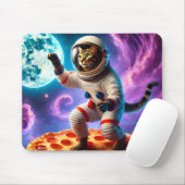 Funny Cat Flying A Pizza Astronaut Kitty Space Mousepad (Mit Mouse)