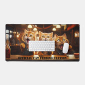 Funny Cat Food Fütternd Station Mat Schreibtischunterlage (Tastatur & Maus)