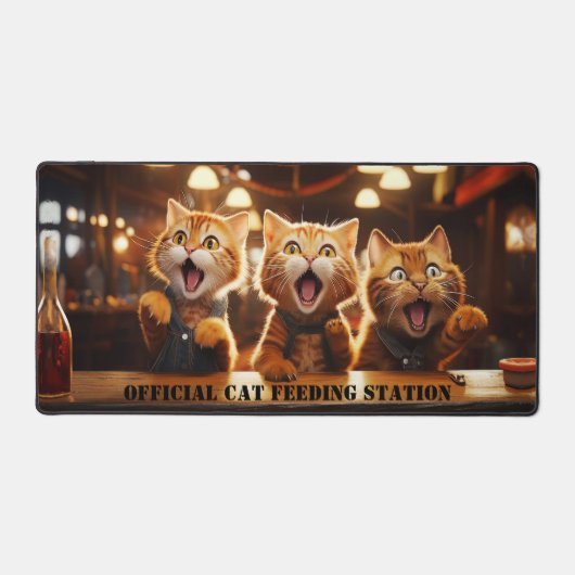 Funny Cat Food Fütternd Station Mat Schreibtischunterlage (Vorderseite)