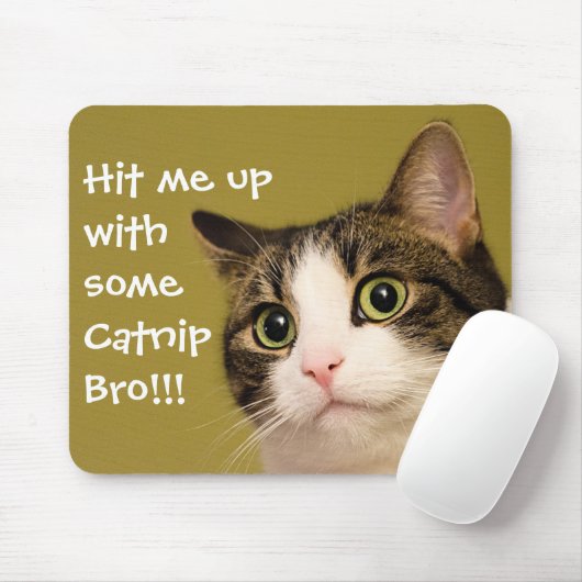 Funny Cat Foto Catnip Caption Mousepad (Mit Mouse)