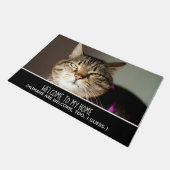 Funny Cat Foto Herzlich willkommen bei meinem Zuha Fußmatte (Schrägansicht)