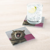 Funny Cat Foto Pet Love Glasuntersetzer (Schrägansicht)