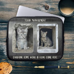 Funny Cat Fotos Metallleder Laptop-Sieb Laptopschutzhülle<br><div class="desc">Laptop-Ärmel mit dunklem Imitat Leder-Design mit metallischem Overlay und eigenen Fotos (optional) und (lustigen oder anderen) Texten. Schön als Geschenk für ihn.</div>