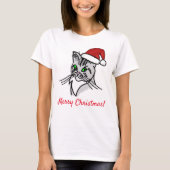 Funny Cat Frohe Weihnachten anpassbar T-Shirt (Vorderseite)