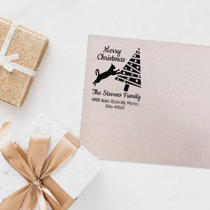 Funny Cat Frohe Weihnachtsfamilie Rücksendeadresse Gummistempel