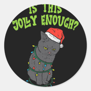 Funny Cat Frohes Weihnachten ist dieser fröhliche Runder Aufkleber