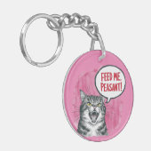 Funny Cat Fütterte mir Bauer Schlüsselanhänger (Vorderseite links)