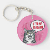 Funny Cat Fütterte mir Bauer Schlüsselanhänger (Vorderseite)
