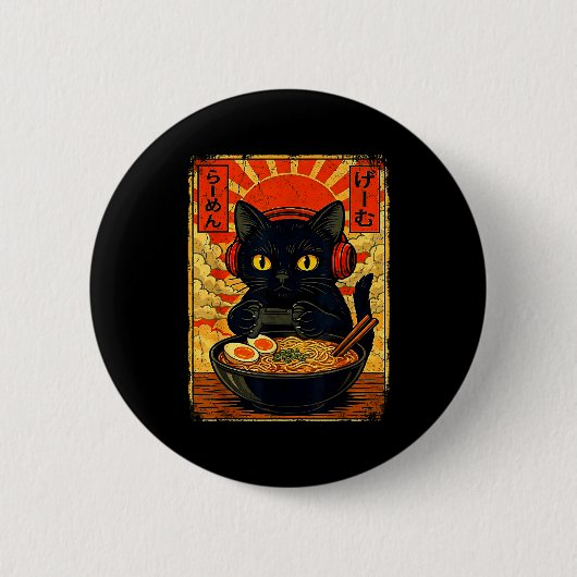 Funny Cat Gamer Men Anime Kawaii Gaming Headset Ca Button (Vorderseite)