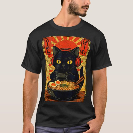 Funny Cat Gamer Men Anime Kawaii Gaming Headset Ca T-Shirt (Vorderseite)