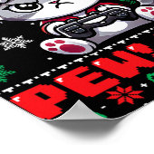 Funny Cat Gamer Pew Video Game Ugi Weihnachtsjunge Poster (Ecke)