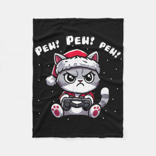 Funny Cat Gamer Pew Video Game Weihnachtsjungen Ki Fleecedecke