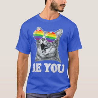 Funny Cat Gay Pride Monat Rainbow Sunglio T-Shirt