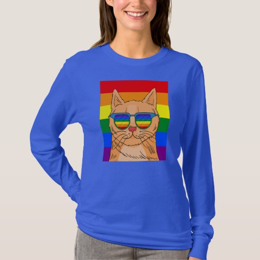 Funny Cat Gay Pride Niedlich LGBT Tier Pächter Lov T-Shirt (Vorderseite)