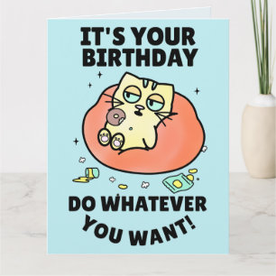 FUNNY CAT GEBURTSTAG MACHEN, WAS SIE Grußkarte GEW Karte