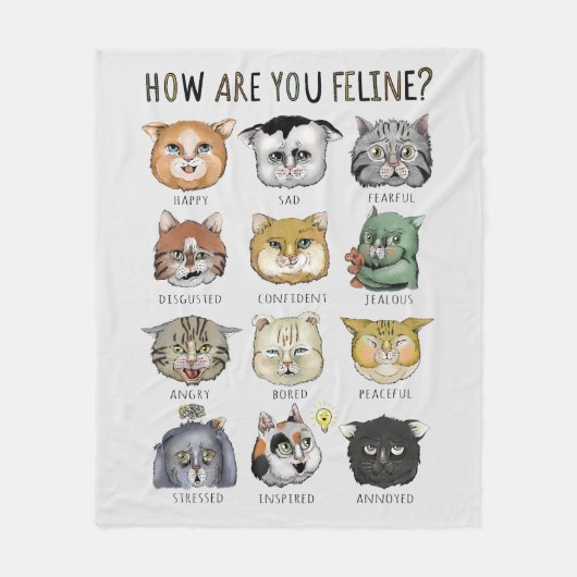 Funny Cat Gefühl Chart Wie geht es dir? Fleece (Vorderseite)