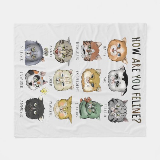 Funny Cat Gefühl Chart Wie geht es dir? Fleece (Vorderseite (Horizontal))