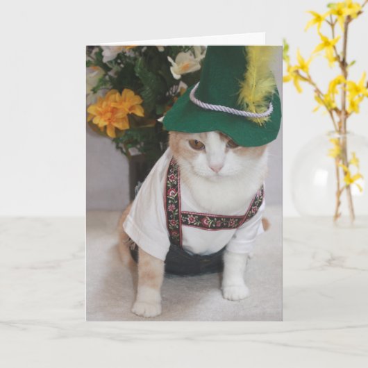Funny Cat German Birthday Karte (Gelbe Blume)