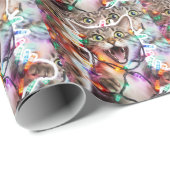 Funny Cat getanzt in Weihnachtslicht Geschenkpapier (Rolleneckpunkt)