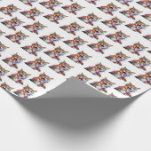 Funny Cat getanzt in Weihnachtslicht Geschenkpapier (Ecke)