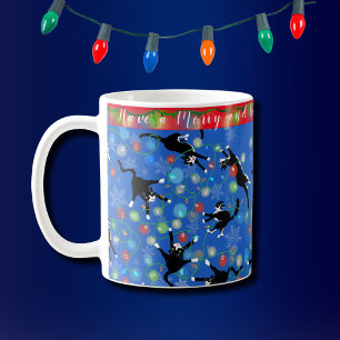 Funny Cat getanzt in Weihnachtslicht Personalisier Kaffeetasse