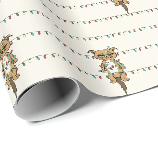 Funny Cat getanzt Weihnachtsleuchten Wrapping Papi Geschenkpapier (Rolleneckpunkt)
