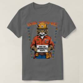 Funny Cat Gewerkschaft Mitglied Arbeitstag in Kali T-Shirt