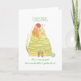 Funny cat gezogenes Garn Strickfaser Weihnachten