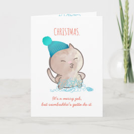 Funny cat gezogenes Garn Strickfaser Weihnachten