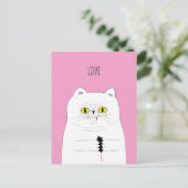 Funny Cat Gifting a Mouse LIEBE Postkarte (Stehend Vorderseite)