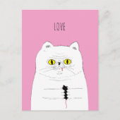 Funny Cat Gifting a Mouse LIEBE Postkarte (Vorderseite)
