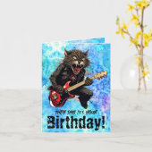 Funny Cat Gitarre Geburtstag geklappte Grußkarte Karte (Gelbe Blume)