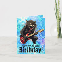 Funny Cat Gitarre Geburtstag geklappte Grußkarte
