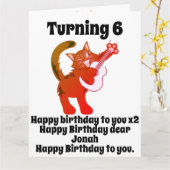 Funny Cat Gitarre spielen Personalisiert Geburtsta Karte (Gelbe Blume)