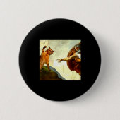Funny Cat God Creation Of Adam Meme Jesus Christia Button (Vorderseite)