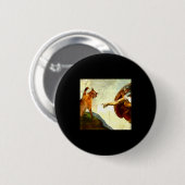 Funny Cat God Creation Of Adam Meme Jesus Christia Button (Vorne & Hinten)
