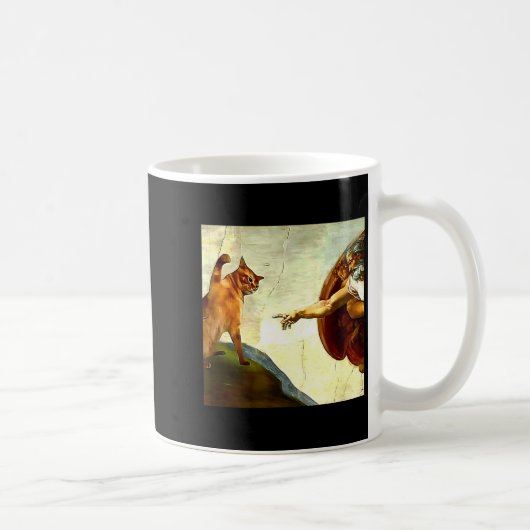 Funny Cat God Creation Of Adam Meme Jesus Christia Kaffeetasse (Rechts)