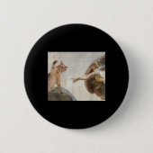 Funny Cat God Creation von Adam Meme Michelangelo Button (Vorderseite)