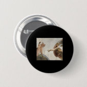 Funny Cat God Creation von Adam Meme Michelangelo Button (Vorne & Hinten)