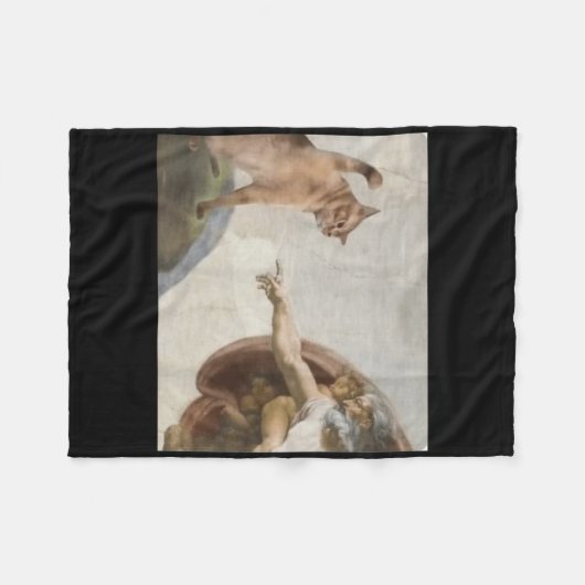 Funny Cat God Creation von Adam Meme Michelangelo  Fleecedecke (Vorderseite (Horizontal))