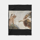 Funny Cat God Creation von Adam Meme Michelangelo Fleecedecke (Vorderseite)