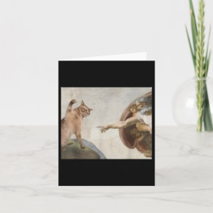 Funny Cat God Creation von Adam Meme Michelangelo  Karte